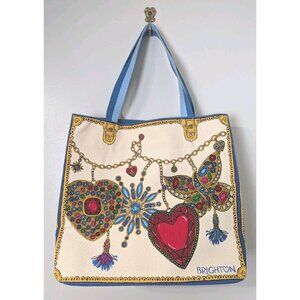 Brighton 2024 Glittering Love Large Canvas Tote Jewel Theme  NEW no Tags